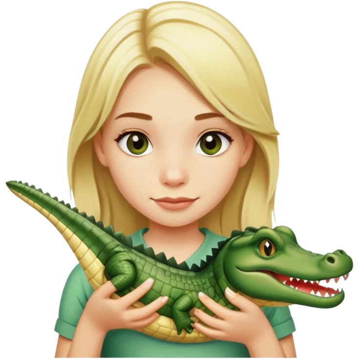 Teen blonde girl with an alligator emoji