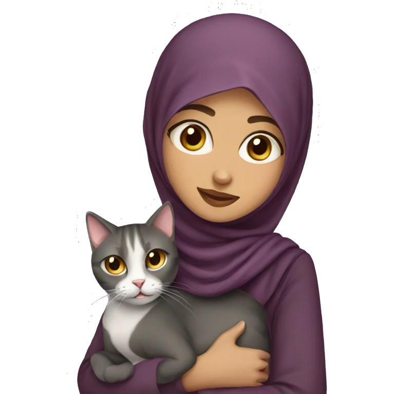 Hijab girl with cat emoji