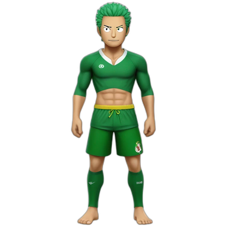 rononoa zoro de one piece qui porte le maillot de foot avec le logo l'Algérie emoji