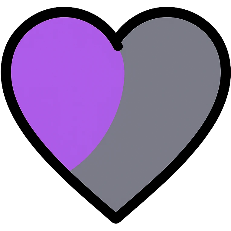 violet and grey heart icon emoji