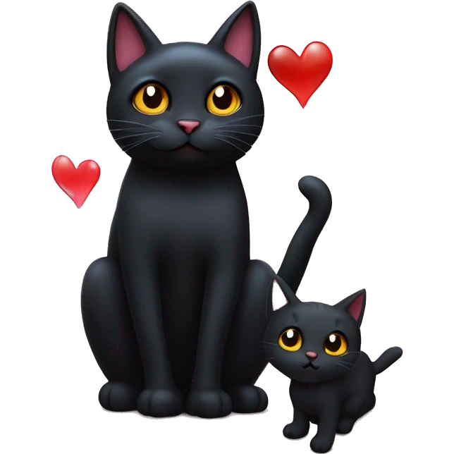 Black cat in love with a stained kitty￼ emoji
