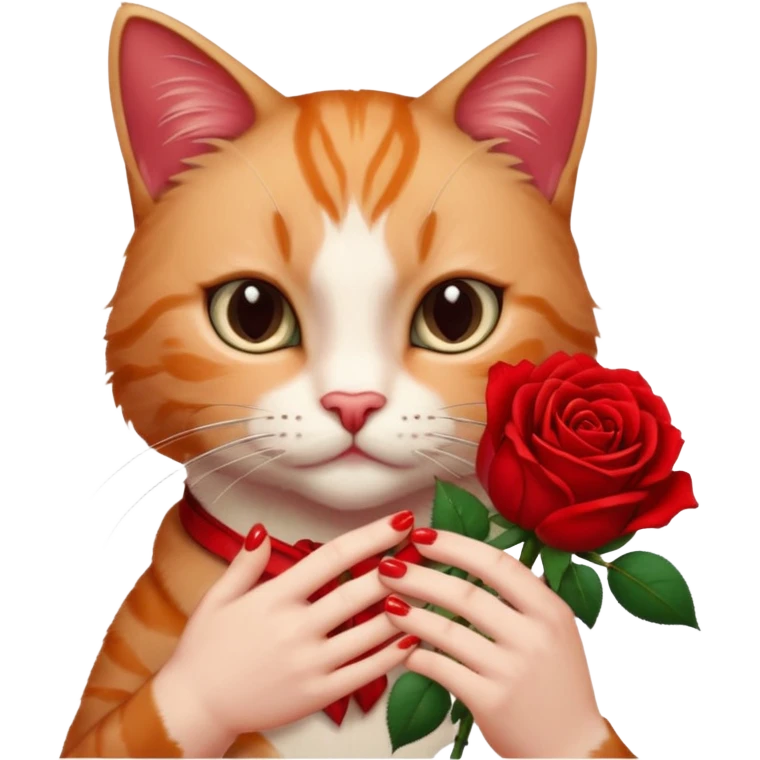 Flower 🌹in hand whiteout face in hand cat whitout  face person and Cat just hand emoji