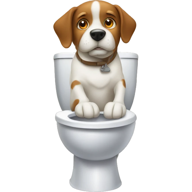 A dog sitting in the toilet emoji