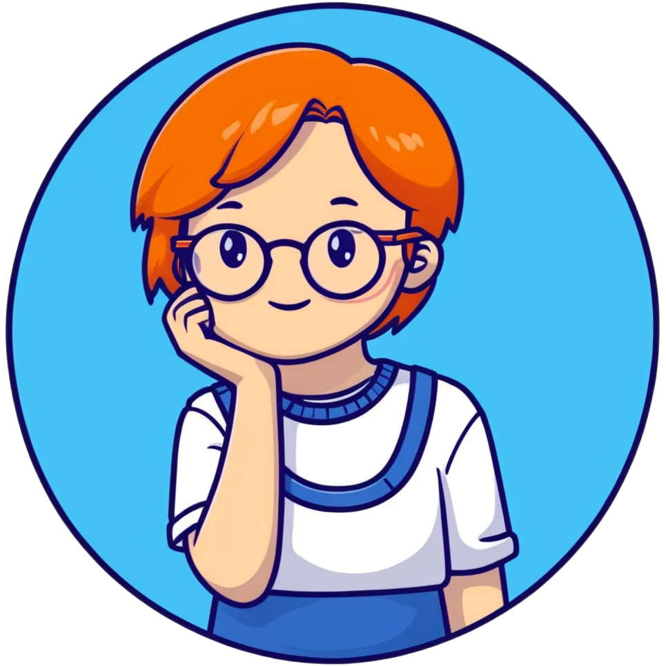 orangehaired shy nerd girl with round glasses emoji