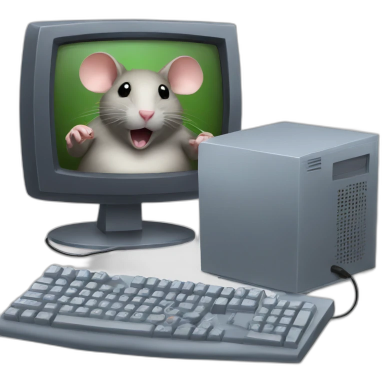 Fat Rat playing computer video games emoji