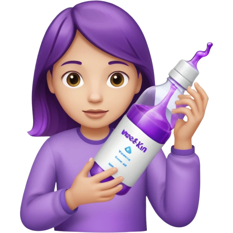 baby bottle with purple liquid and week emoji