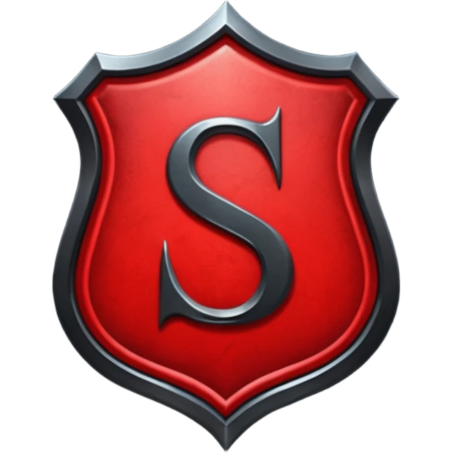 Create a custom emoji badge featuring a stylized, glossy letter “S”. Theme it in the Grandmaster rank style from League of Legends. Use intense red accents, dark metals, and strong contrast for a dramatic elite look.
 emoji