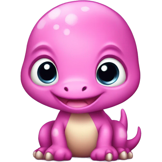cute pink baby t-rex with purple bow on he emoji