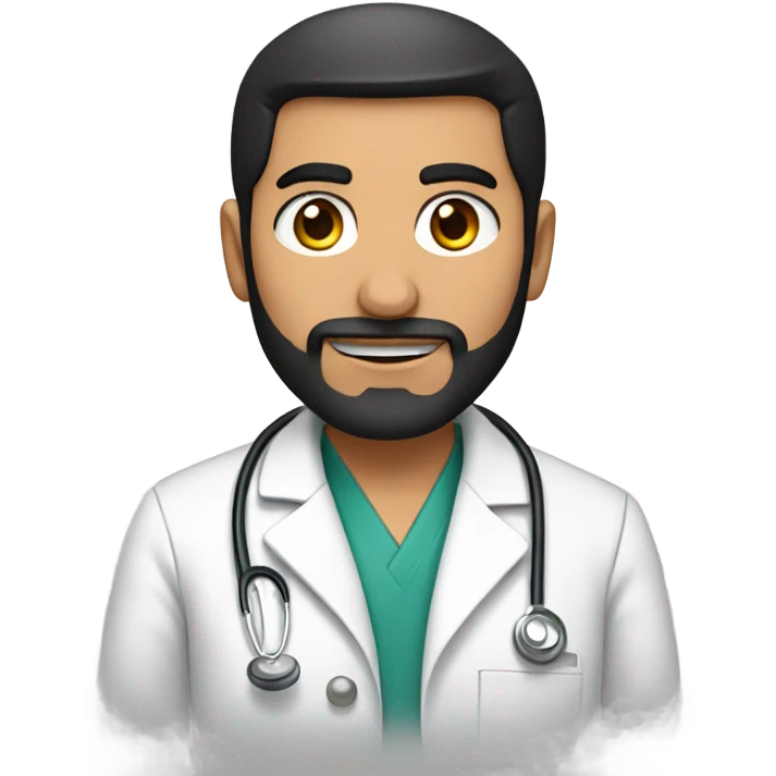 my dad he is arab and 45 and a doctor with black hair and beard and white emoji