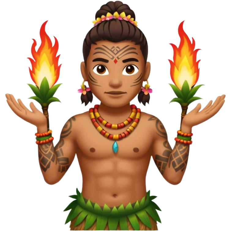 hawaiian fire dancer with tattoos emoji