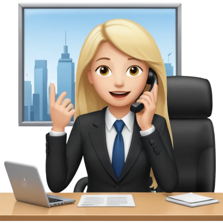 office-boss-excited-phone-desk-blonde emoji