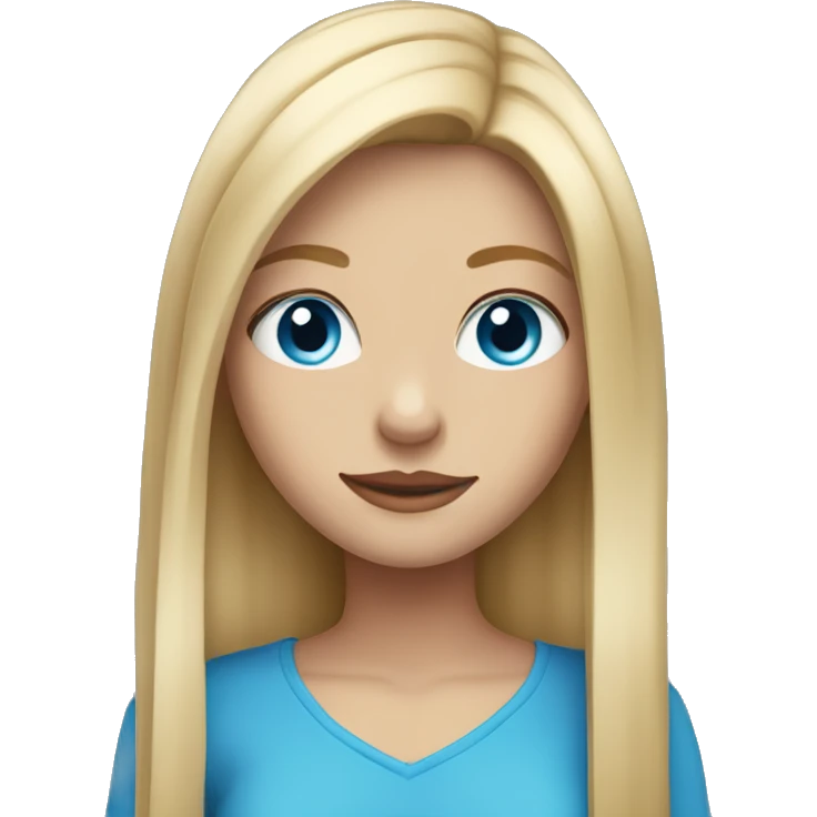 blondie girl with straight and long hair with blue eyes  emoji