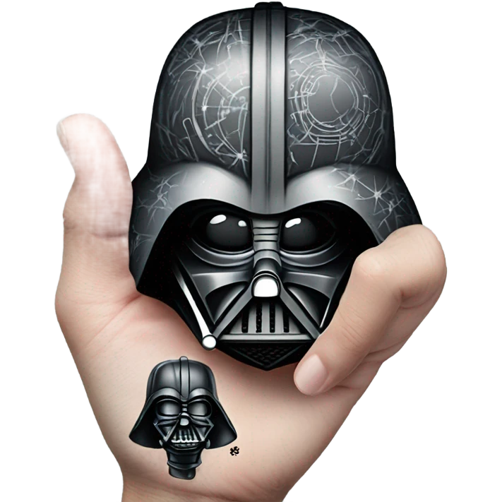 Tattooing darth vader’s head on a hand emoji