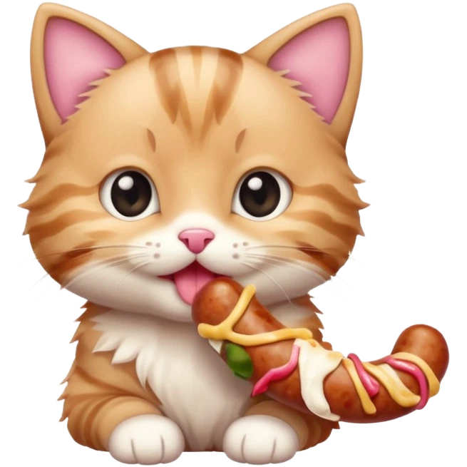 A. Kitten eating a sausage  emoji