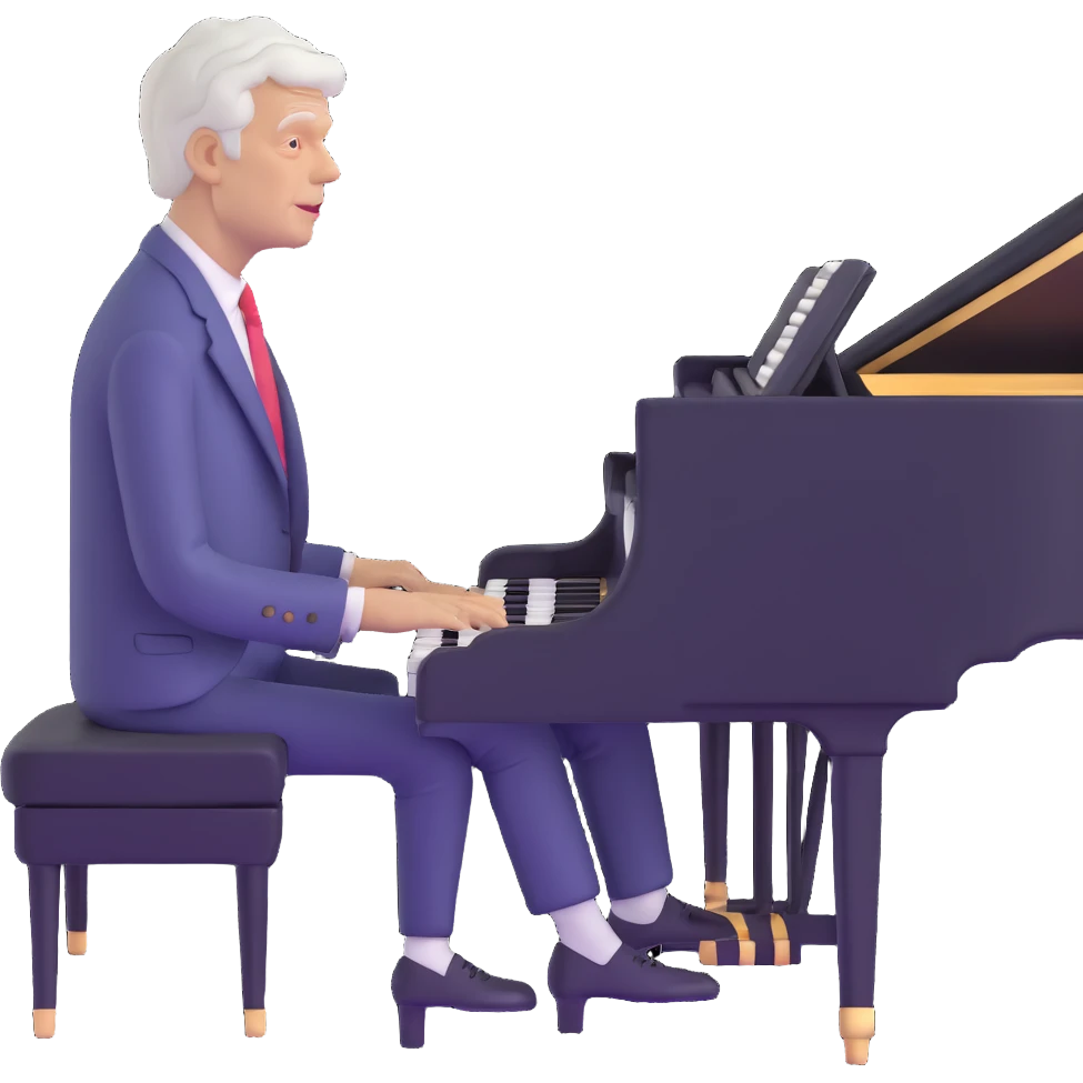 George Plimpton playing the piano emoji