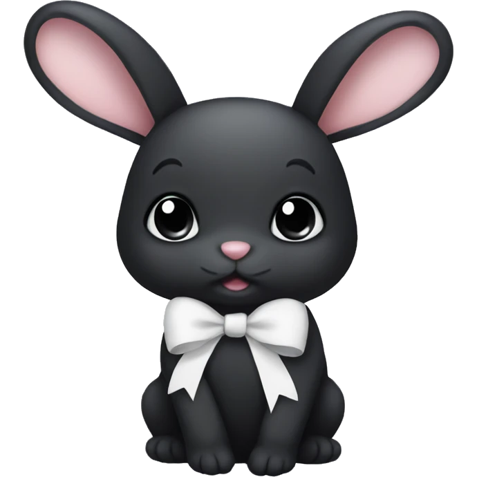 cute little black bunny with a white bow emoji
