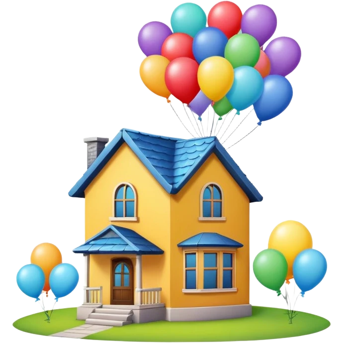 house with balloons on top emoji