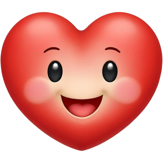A cute red heart cartoon with a happy face, where the two top lobes of the heart are rounded and designed to look exactly like butt cheeks emoji