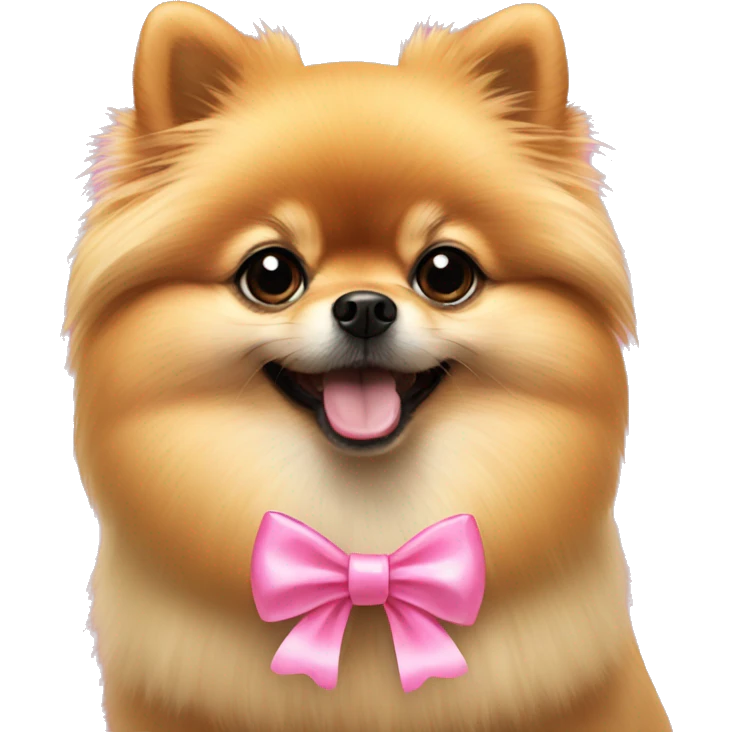 pomeranian with pink bow  emoji