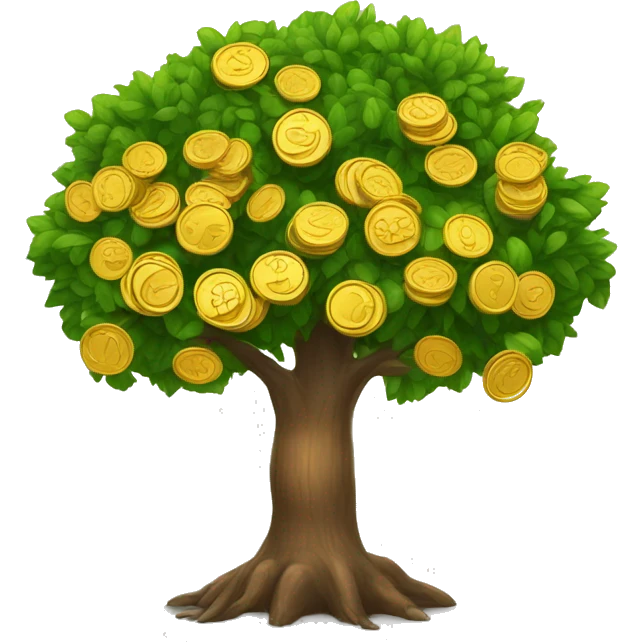 Árbol con monedas emoji
