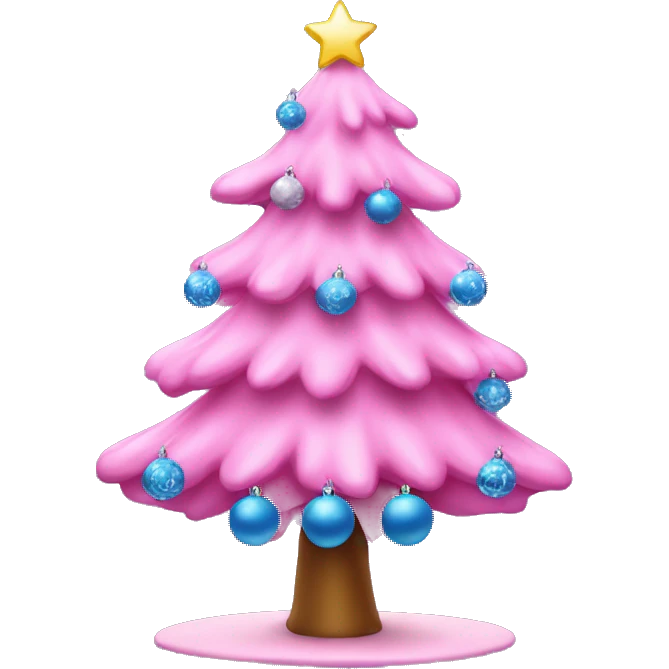 pink christmas tree with blue ornaments emoji