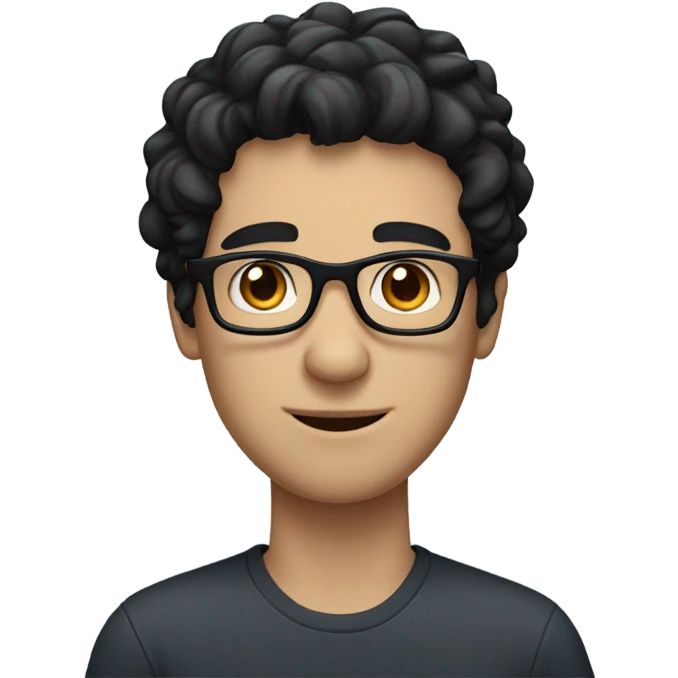 Guy with black hair and blue eyes with glasses emoji