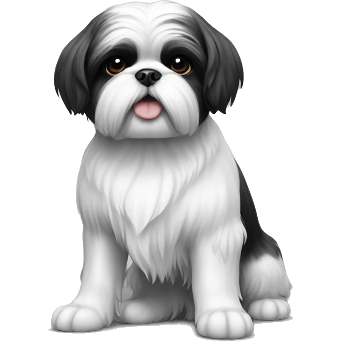 Shih tzu dog black and white emoji