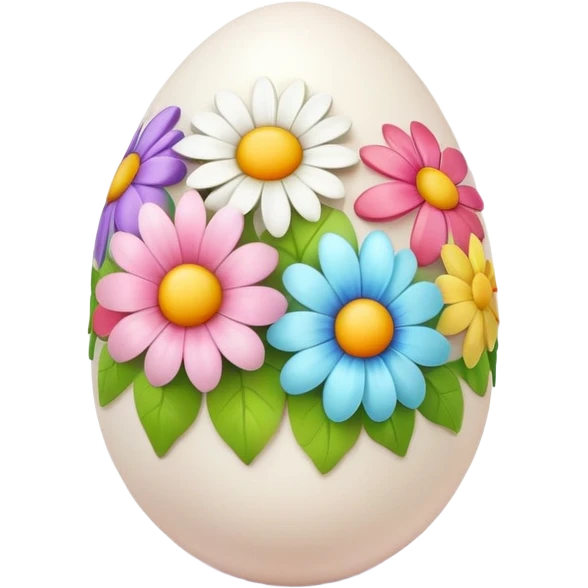 An egg decorated with colorful flowers, spring themed emoji