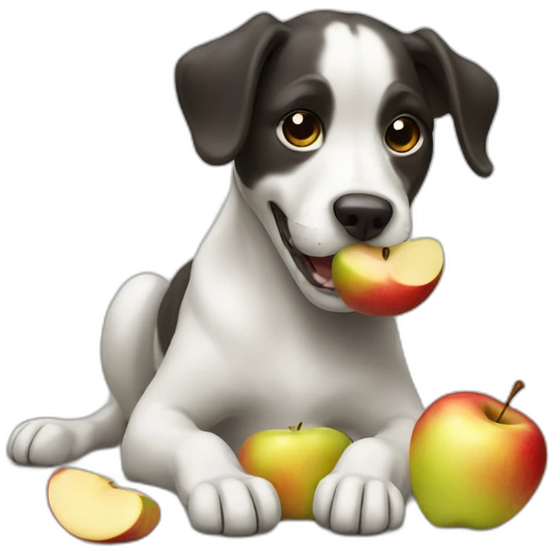 Dog eating apple emoji