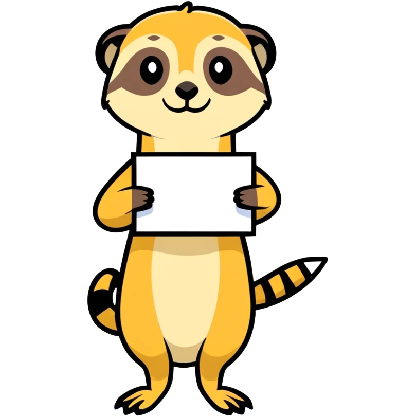 Meerkat holding a sign saying thanks emoji