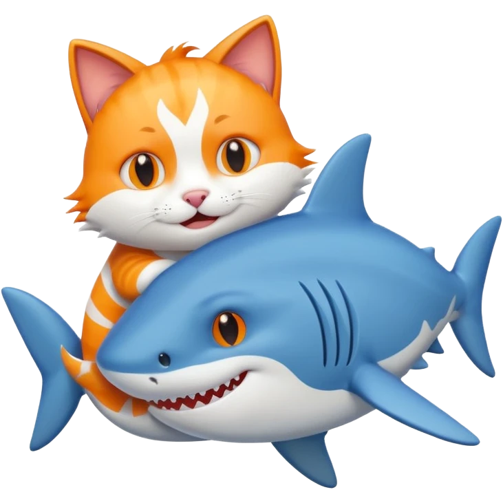 Cat hugging a shark  emoji