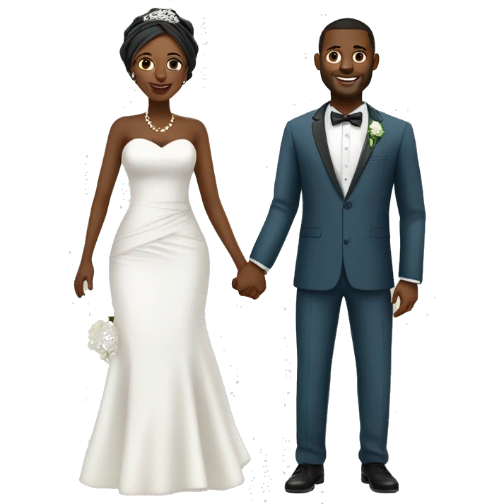 nigeria wedding full body  cartoon african wife to the left and husban to the right emoji