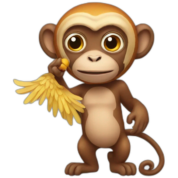Monkey with chicken wings emoji