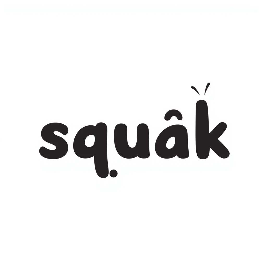 'squak' word in playful hand-drawn doodle style emoji