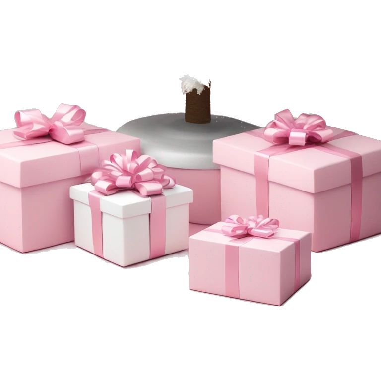 Light pink Christmas gifts under a white Christmas tree  emoji