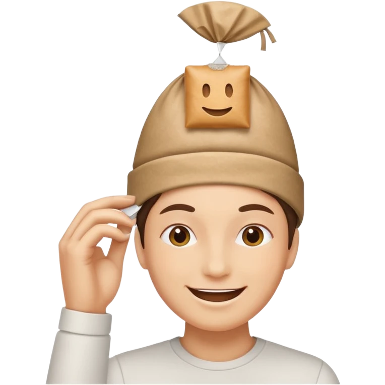 A teabag on top of head emoji