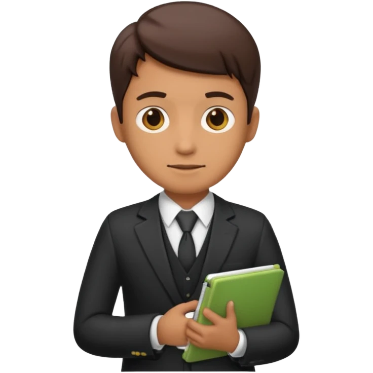 A DEVELOPER WITH A NOTEBOOK, USING FORMAL CLOTHES emoji