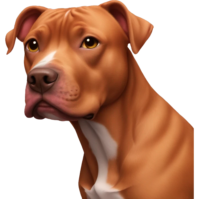 Red head kissing big black pitbull dog, pink hearts emoji