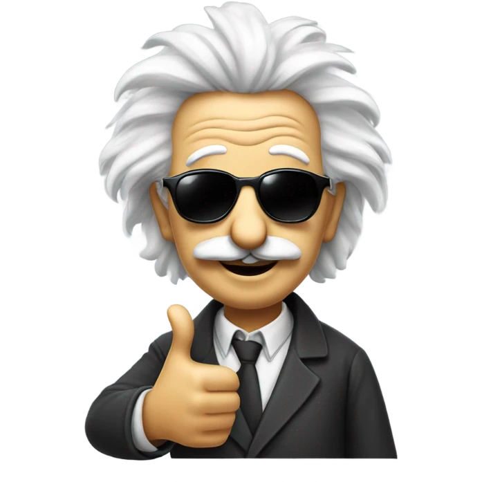 einstein with sunglasses and hand thumbs up emoji