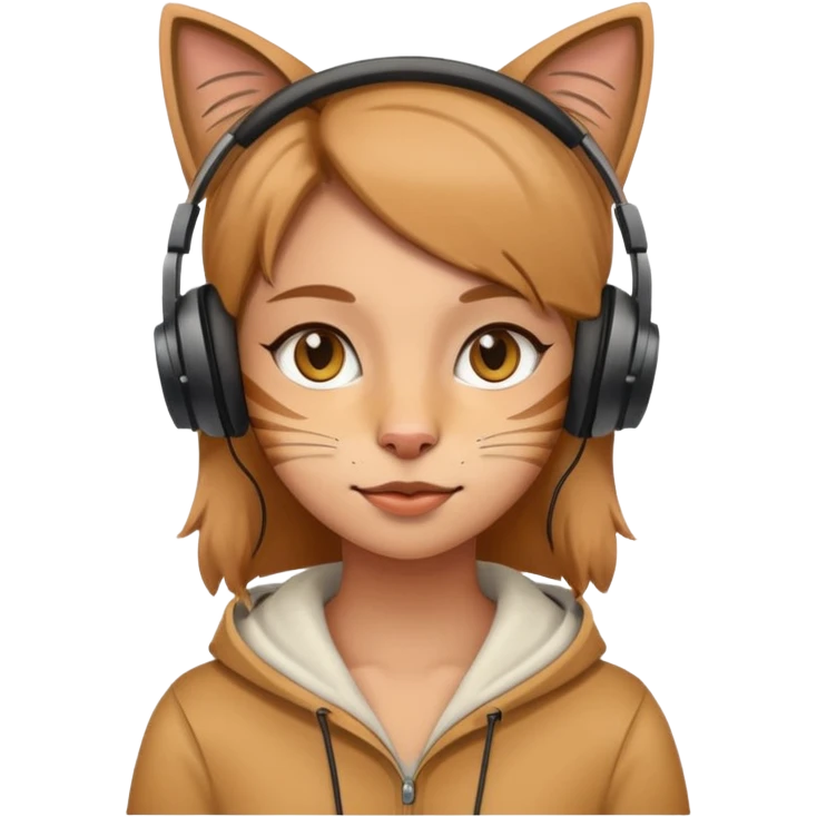 Light brown woman with cat headphones  emoji