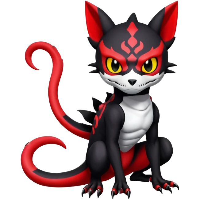 Salandit-Noibat-Litten-Hybrid with a white skull-face (Full body) emoji