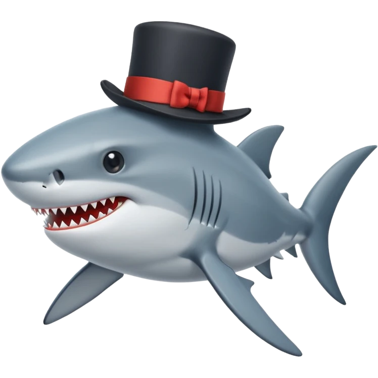 Shark with a top hat emoji
