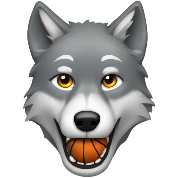 Grey wolf with basketball  emoji