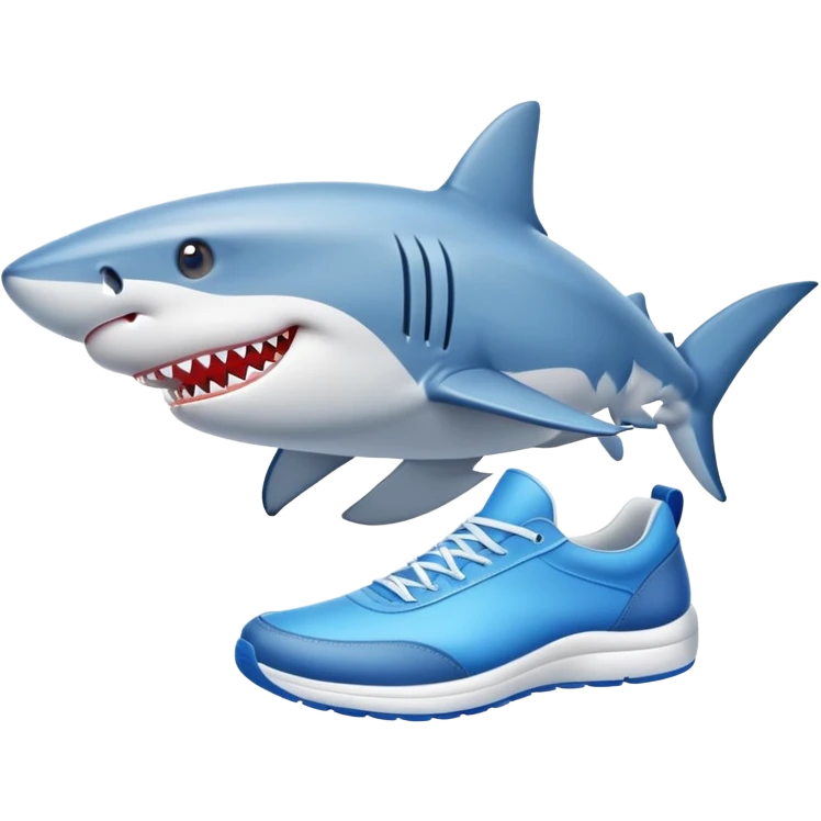 Shark wearing blue sneakers  emoji