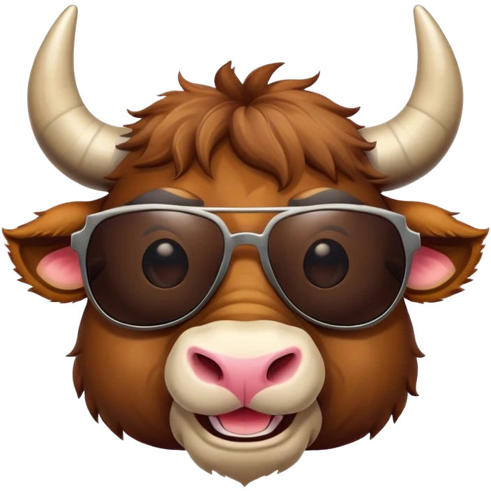 friendly anthropomorphised bull head wearing sunglasses emoji