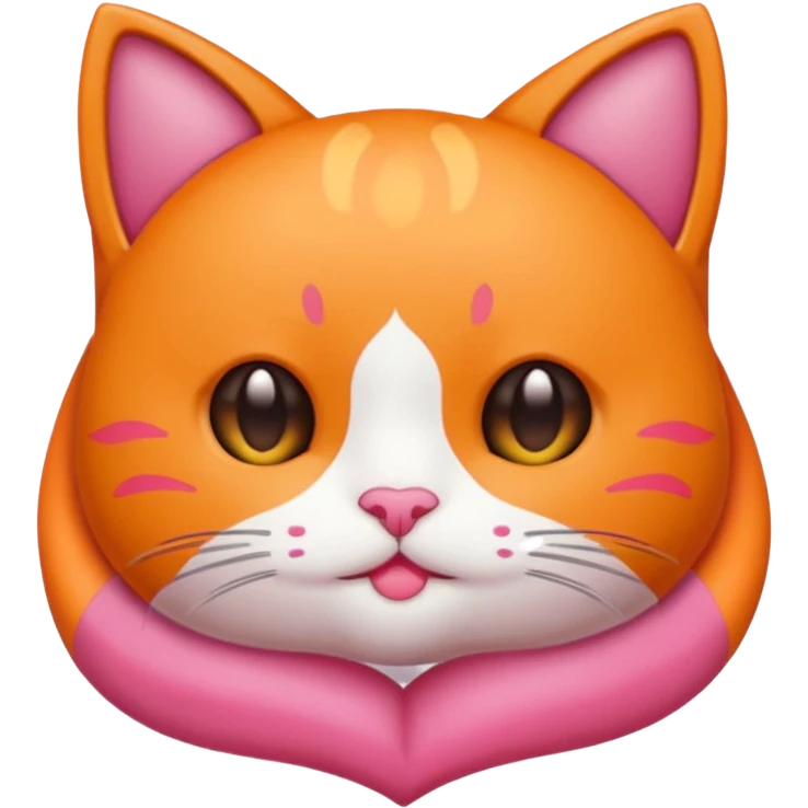 Gato naranja corazón rosa cuerpo entero kawaii emoji