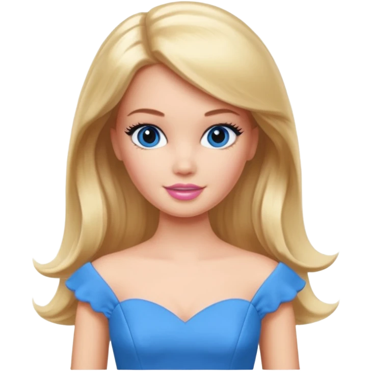 barbie girl dress blue color, half body emoji
