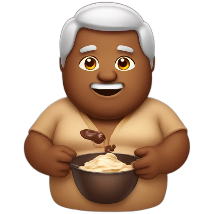 Fat Indian man eating melted chocolate emoji