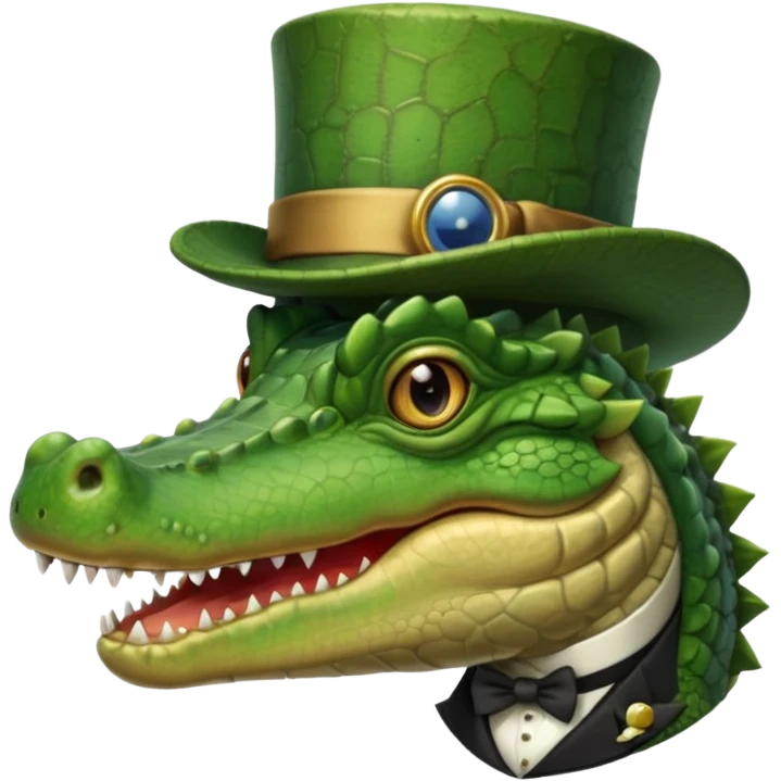 Crocodile with a top hat and monocle emoji