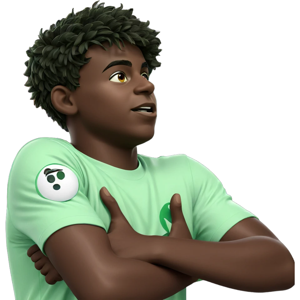 dark skinned boy in green emoji